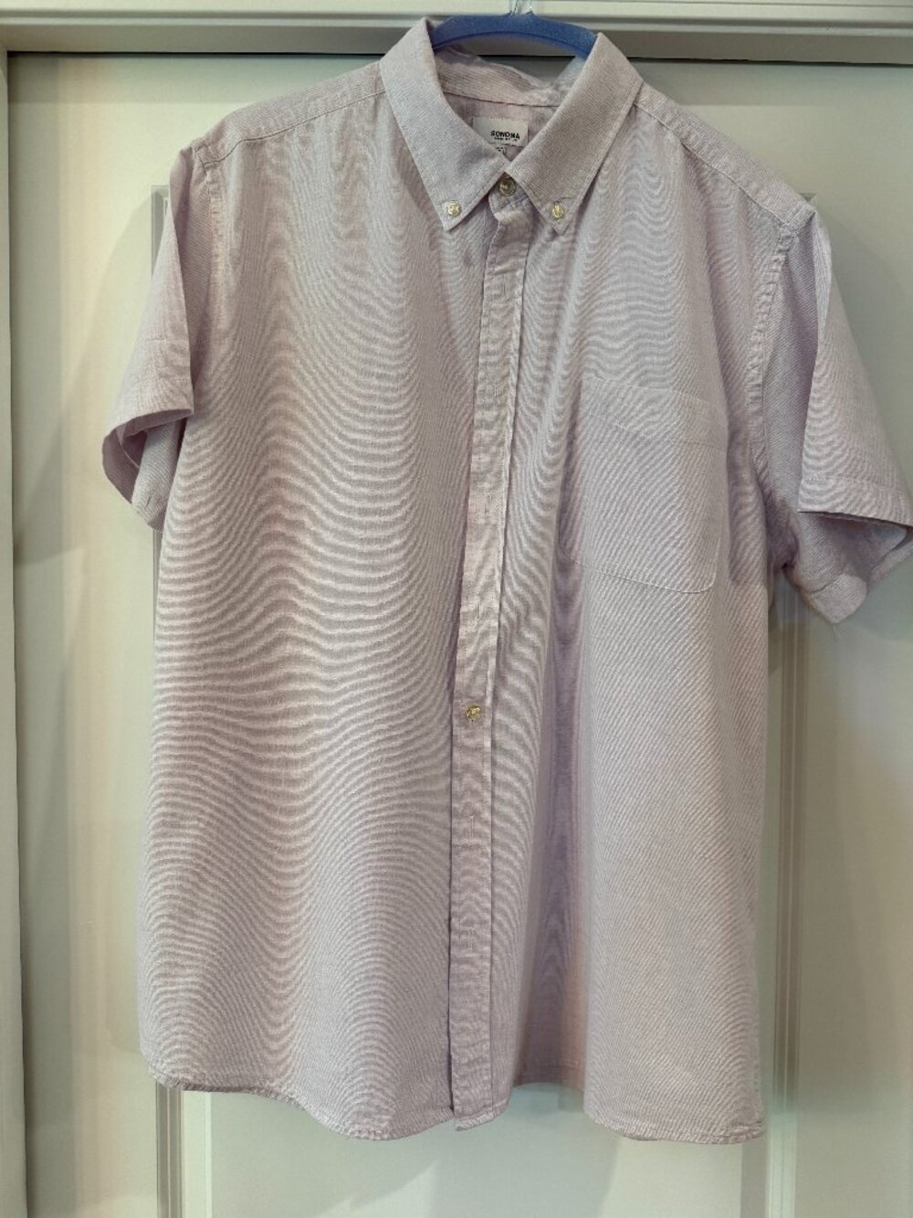 Sonoma Men's Short Sleeve Button-Down Shirt – Light Purple – Size XXL